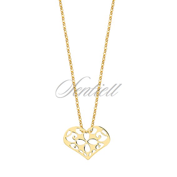 Jewels Obsession Heart Necklace 14K Yellow Gold-plated 925 Silver Heart Pendant with 16 Necklace