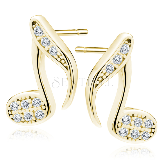 Silver 925 Note Earrings With Zirconia Gold Plated Silver Jewelry Earrings With Zircons Jewelry Wholesale On Line Sentiell