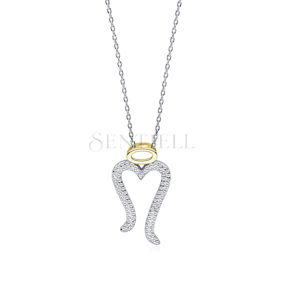 13196 - Silver (925) necklace - angel wings with zirconias and