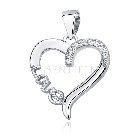 Silver Love and Heart Necklace  Wholesale Silver Love and Heart