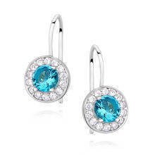 Silver (925) Earrings aquamarine colored zirconia