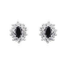 Silver (925) Earrings black colored zirconia