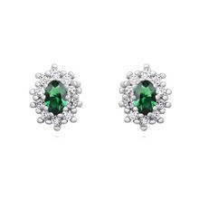 Silver (925) Earrings emerald colored zirconia