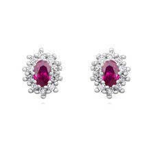 Silver (925) Earrings ruby colored zirconia