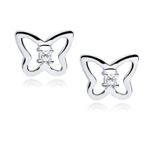 Silver (925) Earrings white zirconia-  butterflies