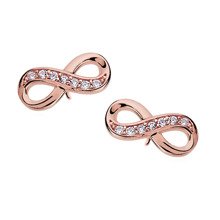 Silver (925) Earrings white zirconia - infinity rose gold-plated