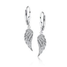 Silver (925) Earrings - wings with white zirconia