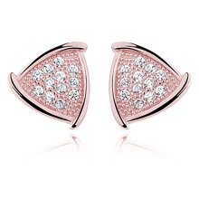 Silver (925) Earrings zirconia microsetting, rose gold-plated