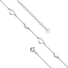 Silver (925) anklet - adjustable size - heart pendant with zirconia