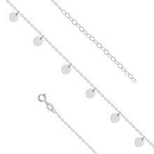Silver (925) anklet - adjustable size with round pendants