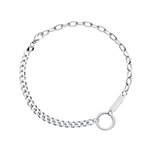 Silver (925) bracelet - circle and plate on two types of chain