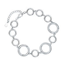 Silver (925) bracelet - circles with white zirconias