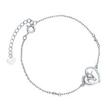 Silver (925) bracelet - unicorn with aquamarine zirconias and white eye