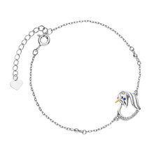 Silver (925) bracelet - unicorn with white zirconias and sapphire eye
