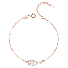 Silver (925) bracelet - wing with zirconia, rose gold-plated