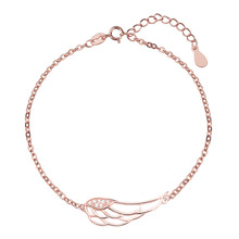 Silver (925) bracelet - wing with zirconia, rose gold-plated