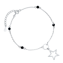 Silver (925) bracelet with star black spinels