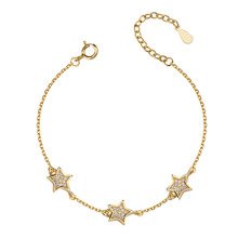 Silver (925) bracelet with stars, gold-plated
