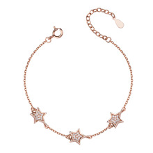 Silver (925) bracelet with stars - rose gold-plated