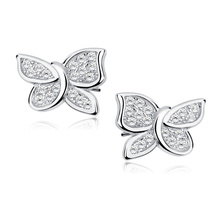 Silver (925) butterfly earrings with zirconia