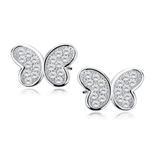 Silver (925) butterfly earrings with zirconia