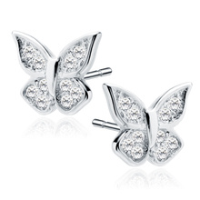 Silver (925) butterfly earrings with zirconia