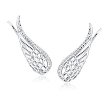 Silver (925) cuff earrings - wings with zirconia