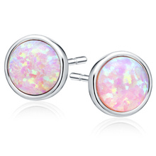 Silver (925) earings with pink opal