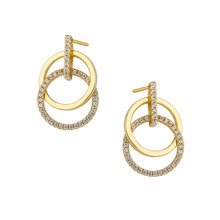 Silver (925) earrings - gold-plated cirlces with zirconia