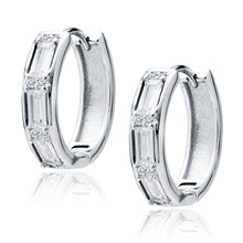 Silver (925) earrings hoop with zirconias