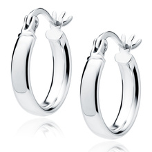 Silver (925) earrings hoops - highly polished