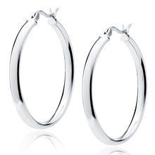 Silver (925) earrings hoops - highly polished