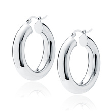 Silver (925) earrings hoops - highly polished