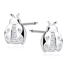 Silver (925) earrings ladybug with zirconia