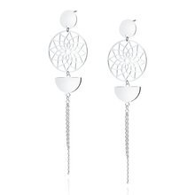 Silver (925) earrings - mandala with circle, semicircle and chains