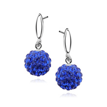Silver (925) earrings navy blue disco ball