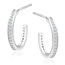 Silver (925) earrings open hoop with zirconias