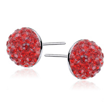 Silver (925) earrings red half ball 
