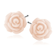 Silver (925) earrings roses - light pink