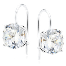 Silver (925) earrings round white zirconia diameter 12mm