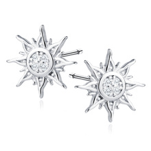 Silver (925) earrings suns with white zirconias