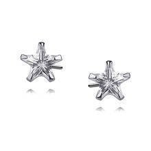 Silver (925) earrings white zirconia 6 x 6mm stars