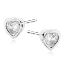 Silver (925) earrings white zirconia hearts