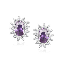 Silver (925) earrings with amethyst zirconia