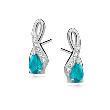 Silver (925) earrings with aquamarine zirconia