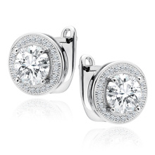 Silver (925) earrings with round white zirconia