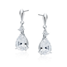 Silver (925) earrings with white zirconia - teardrop