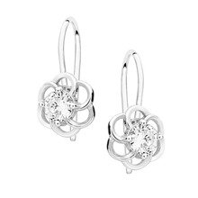 Silver (925) elegant earrings - flowers with zirconia