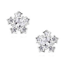 Silver (925) elegant earrings - snowflakes with zirconia