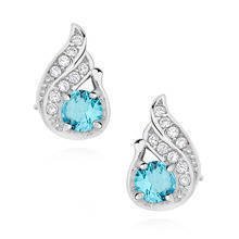 Silver (925) elegant earrings with aquamarine zirconia